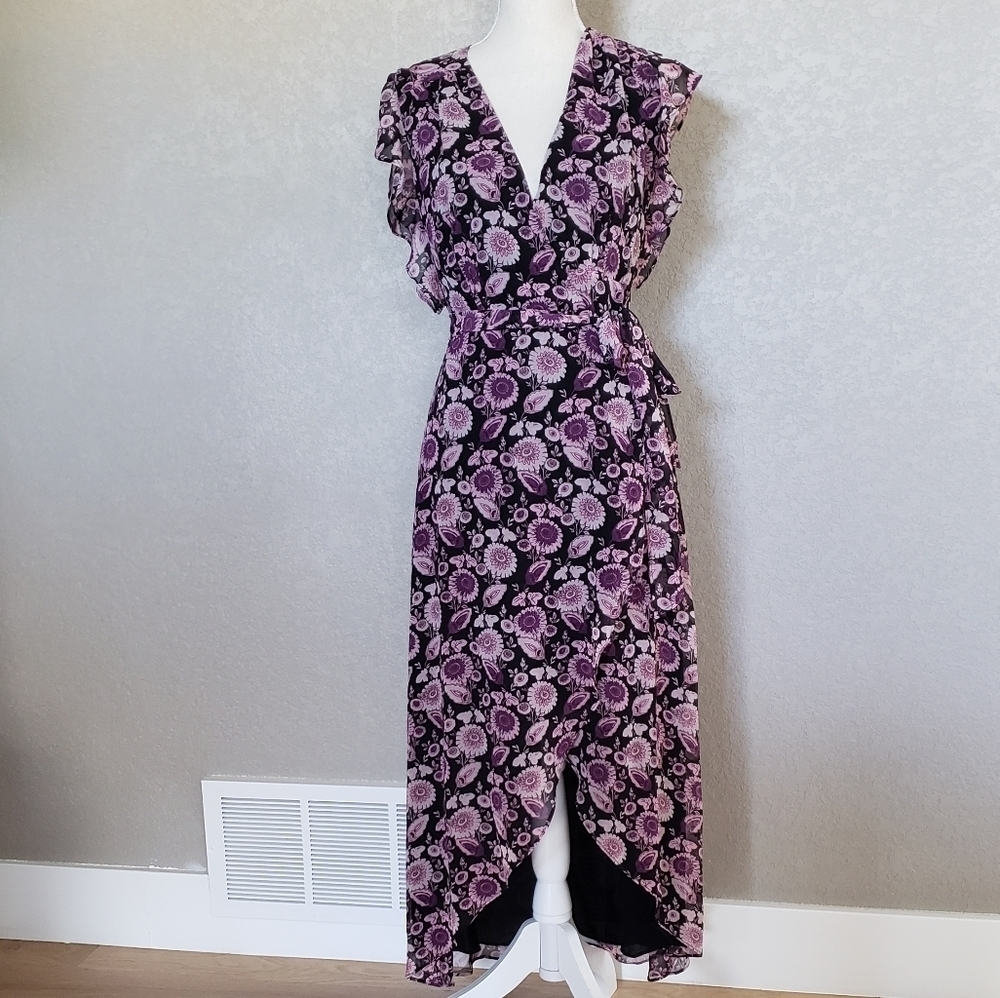 Rebecca Minkoff wrap dress with ruffled sleeves size XS